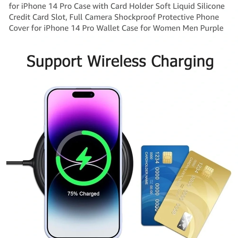 14 ProCase w/Card Holder Soft Liquid Silicone CreditCard Slot,FullCamera purple